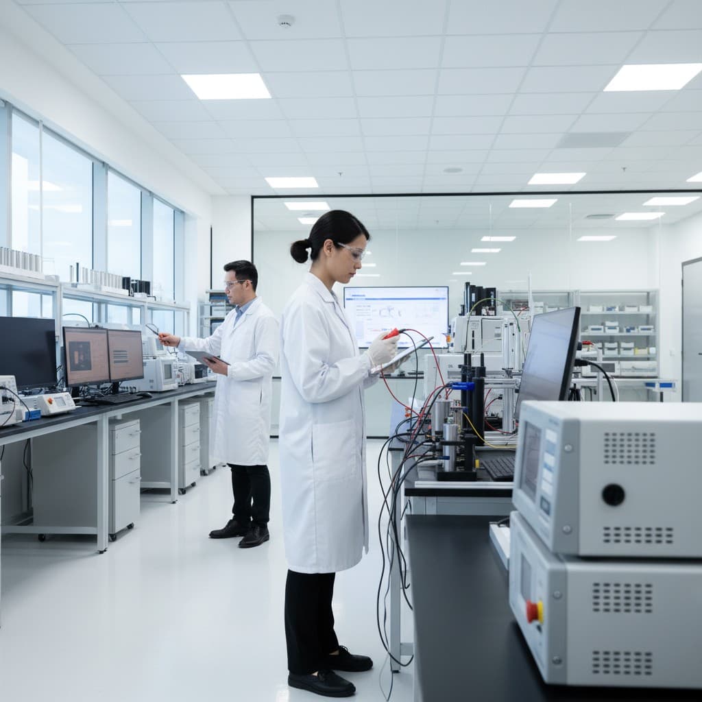 Engineers testing battery systems